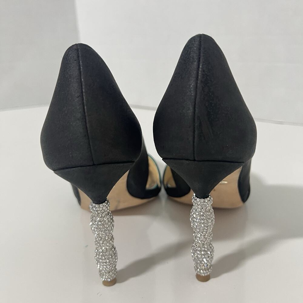 Badgley Mischka Emily Satin d'Orsay Pumps Size 6 Crystal Studded Stilettos - Picture 8 of 12